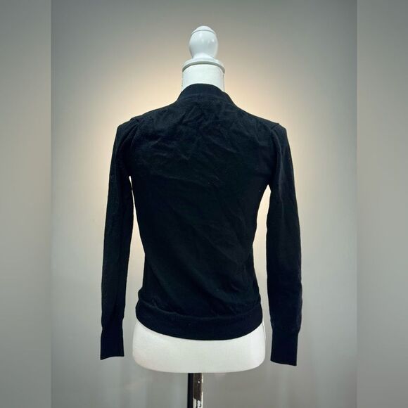 Black J. Crew Tuxedo Trim Wool Cardigan Size M VGUC - Picture 2 of 5